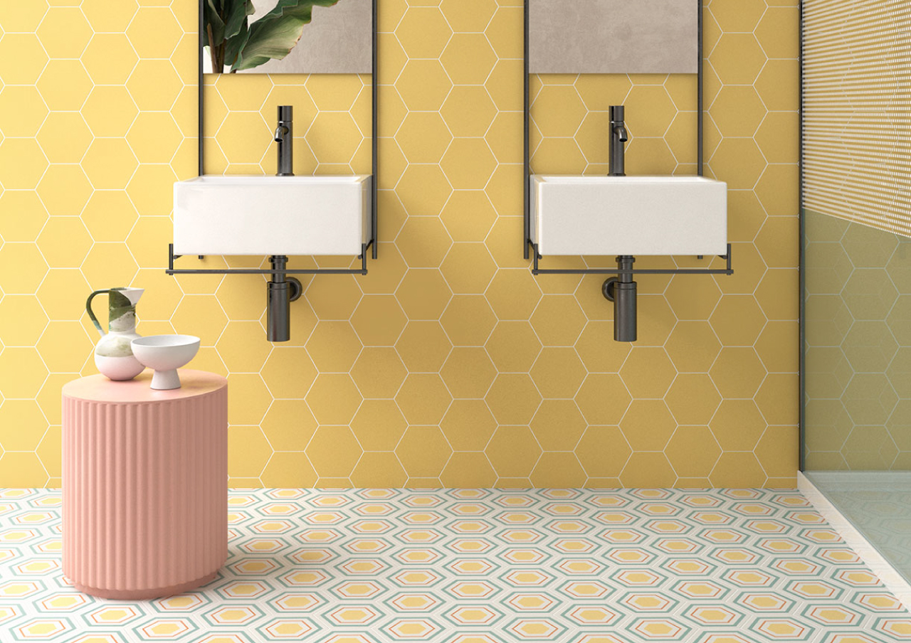azulejos hexagonales para baño